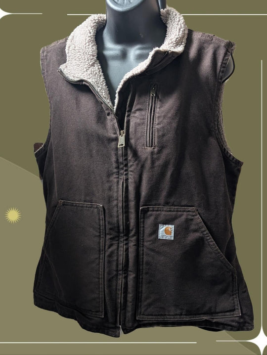 Carhartt Dark Brown Duck Canvas Vest - Medium