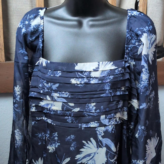 Abercrombie And Fitch Long Sleeve Emerson Chiffon Dress - Large
