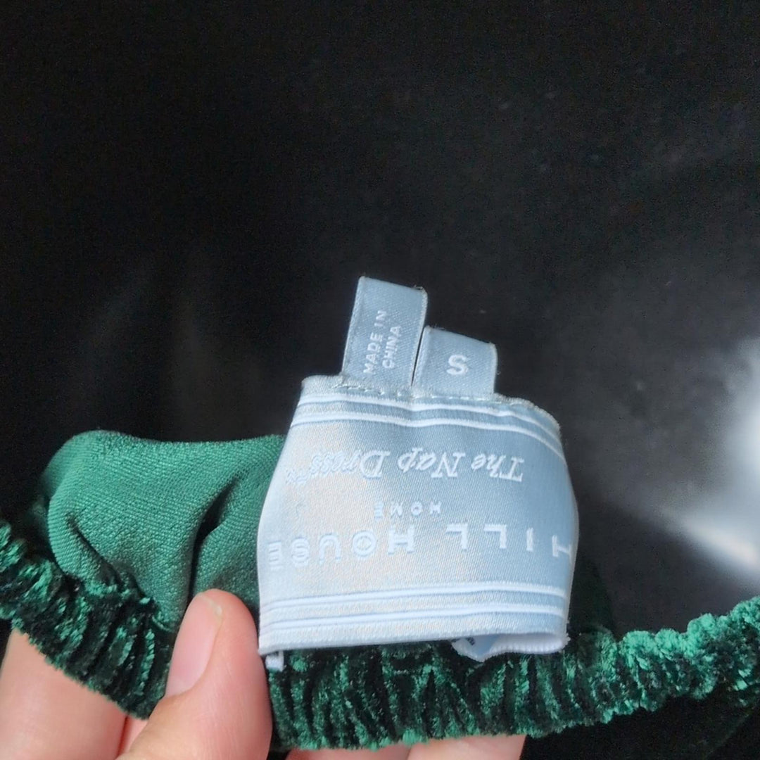 Hill house Home Jasmine Emerald Green Long Sleeve Velvet Nap Dress