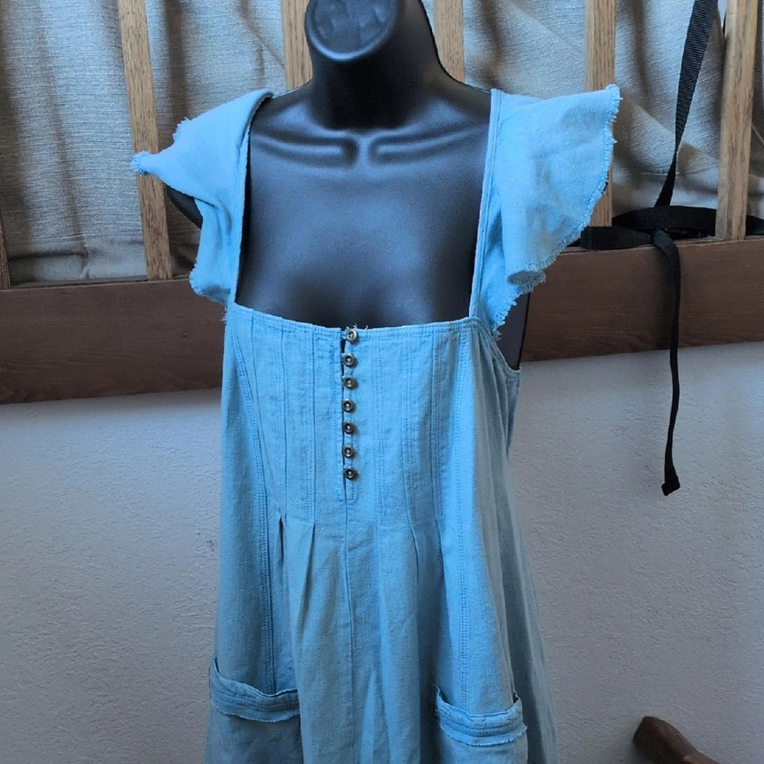 Anthropologie Pilcro Flutter Sleeve Denim Open Back Dress