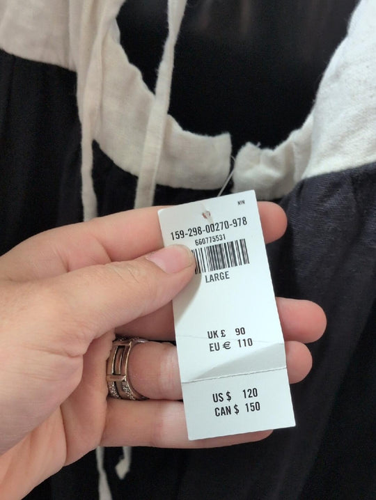 Abercrombie And Fitch Tie Back Maxi Dress In Creme And Black  - Large