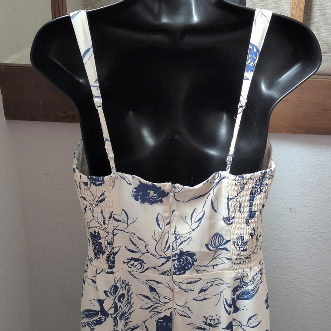 Abercrombie Tiered Ruffle Drama Maxi Dress In Blue Peacock Floral - Medium