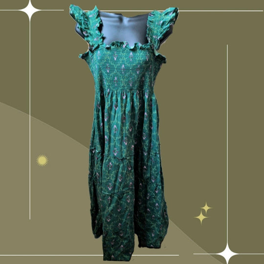 Hill House Ellie Nap Dress In Emerald Trellis Print