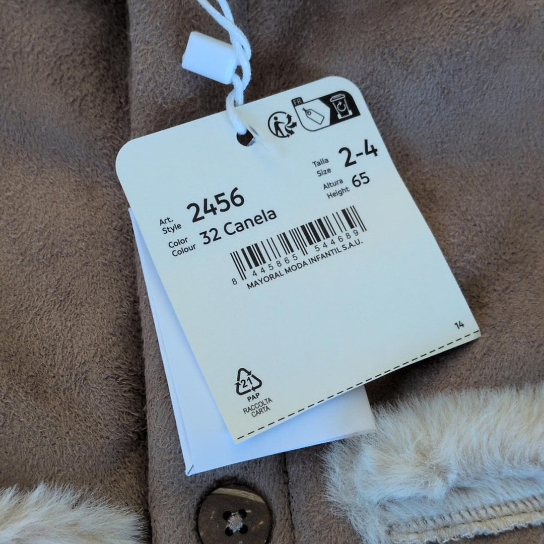 Mayoral Newborn Sherpa Jacket In Canela - 0-3 mo