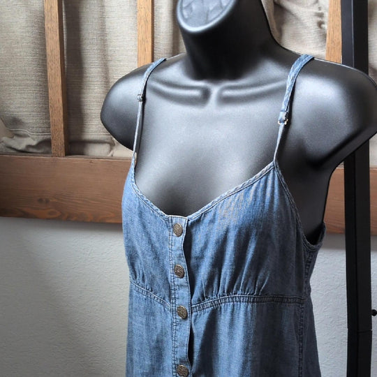 Free People Cutout Back Chambray Maxi Dress - Small