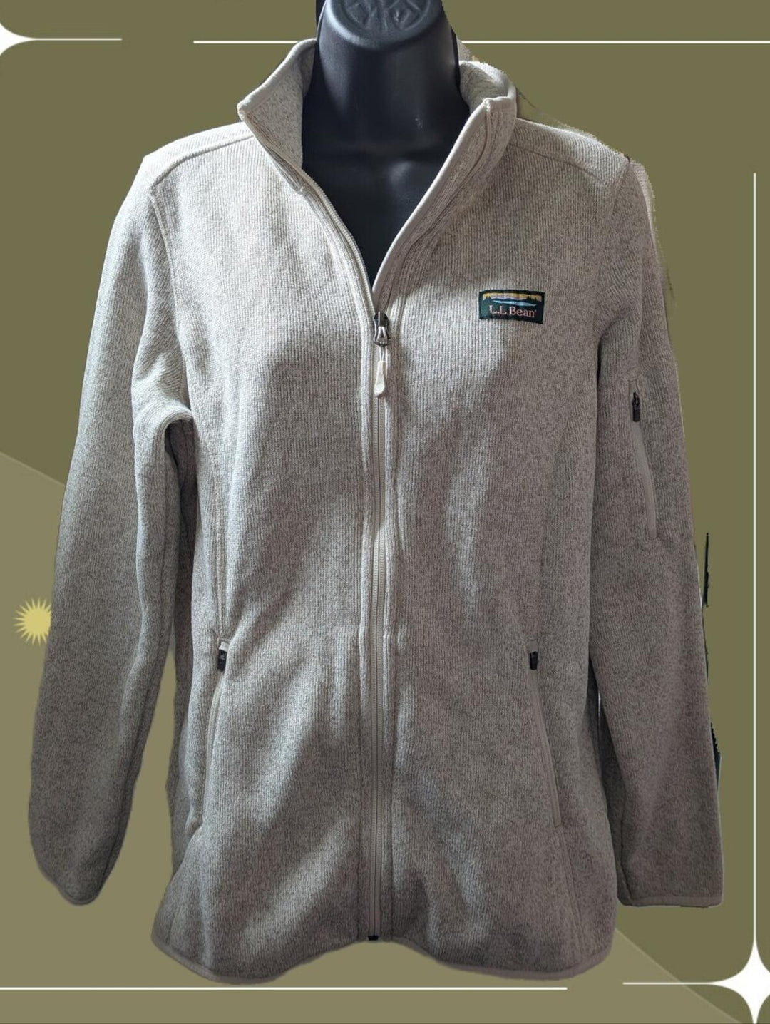 L.L.Bean Sweater Fleece Full-Zip Jacket In Sailcloth Tan - MT