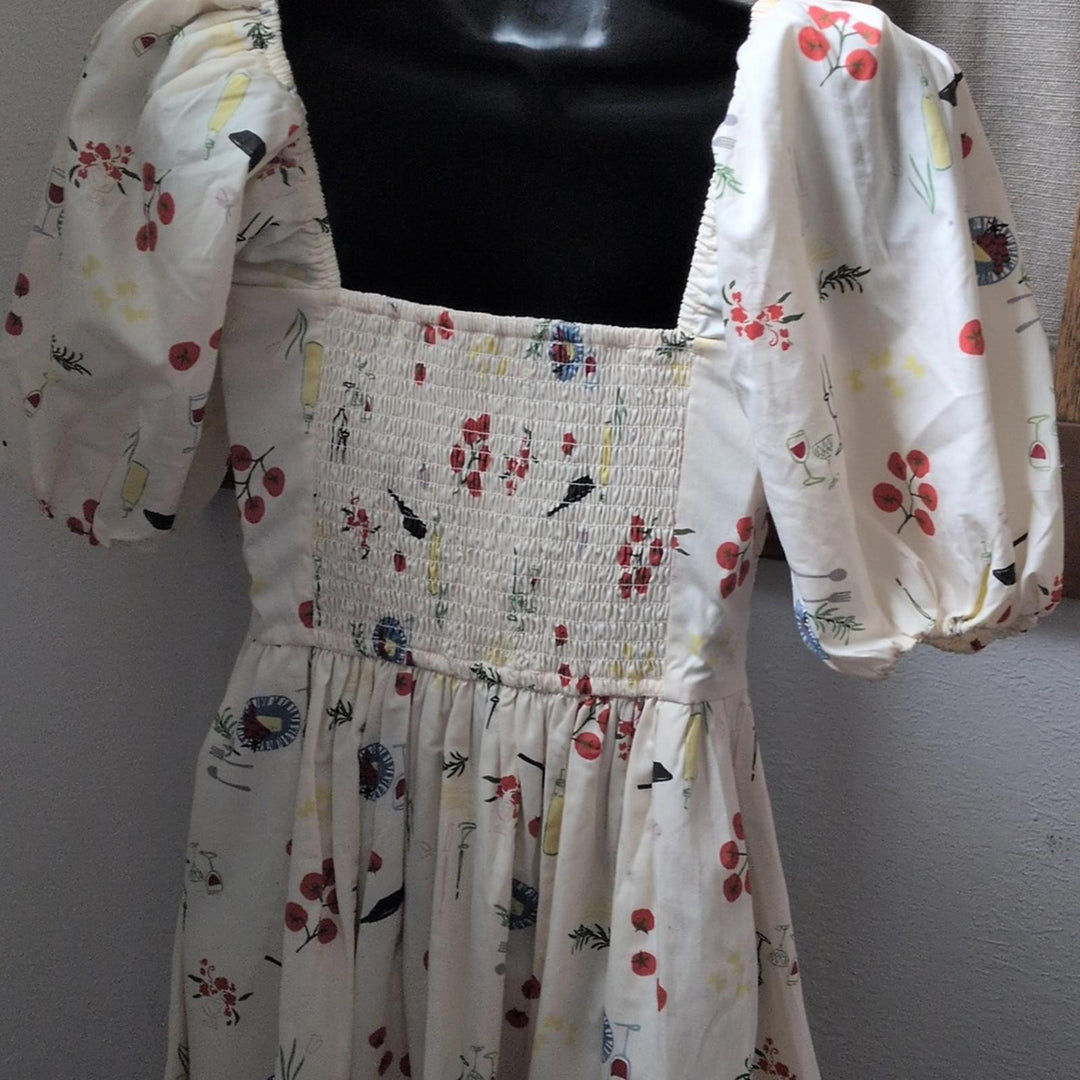 Abercrombie Emerson Puff Sleeve Midi Dress In Tuscan Food Print - XSP
