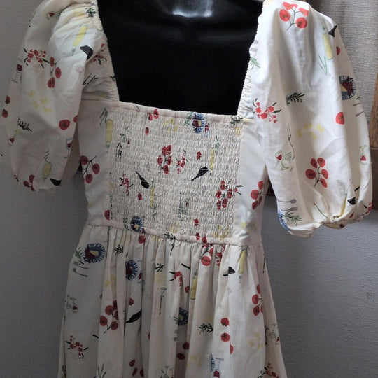 Abercrombie Emerson Puff Sleeve Midi Dress In Tuscan Food Print - XSP