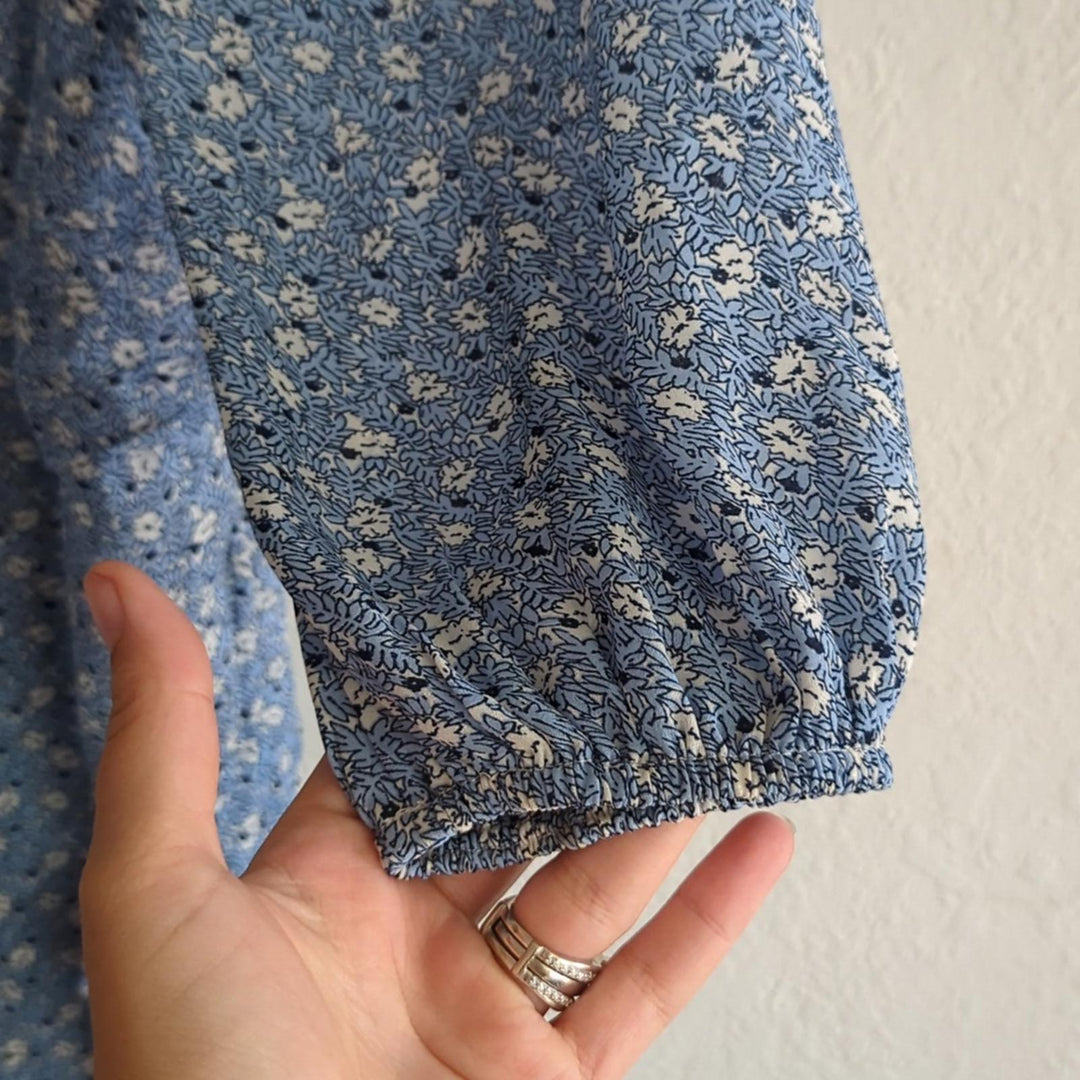 Abercrombie Long sleeve blue floral midi dress