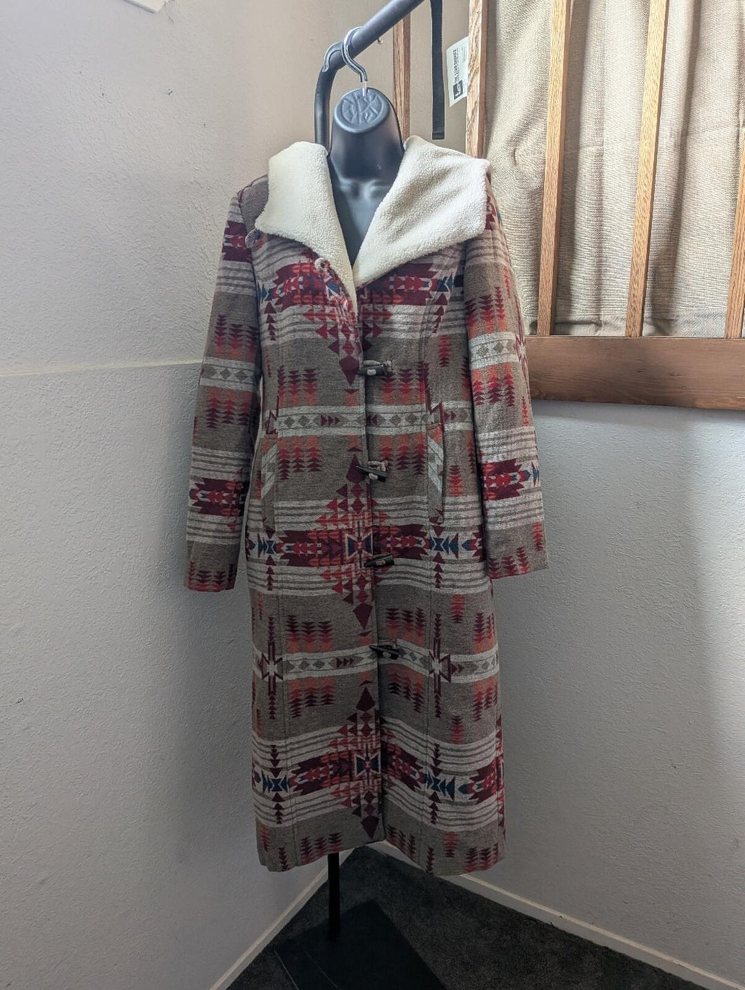 Powder River Outfitters ladies' Aztec print long wool Blend coat - Medium