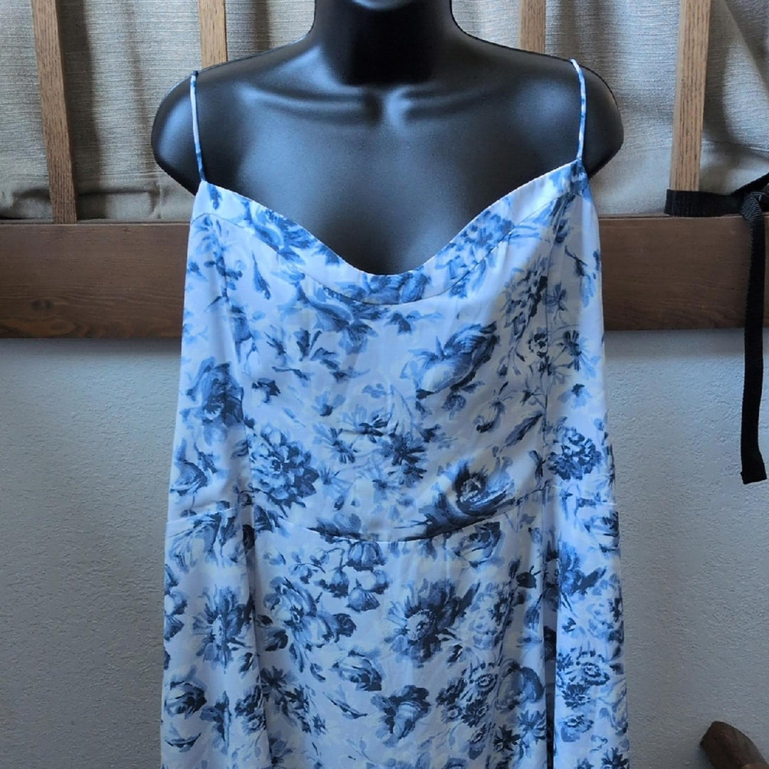 high slit midi dress abercrombie Abercrombie & Fitch Black Satin Dress High Slit Midi Size XL