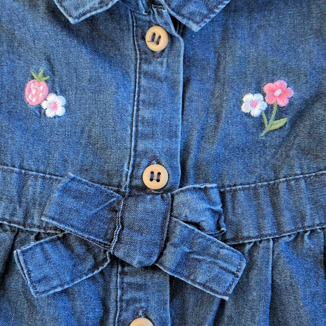 Mayoral Girls Denim Floral Dress - 3-6 mo