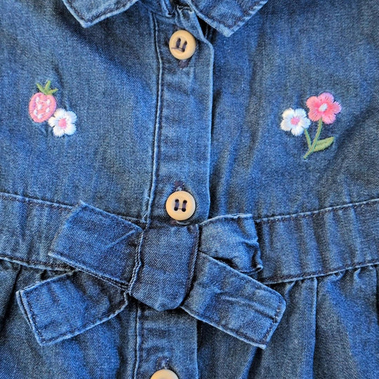 Mayoral Girls Denim Floral Dress - 3-6 mo