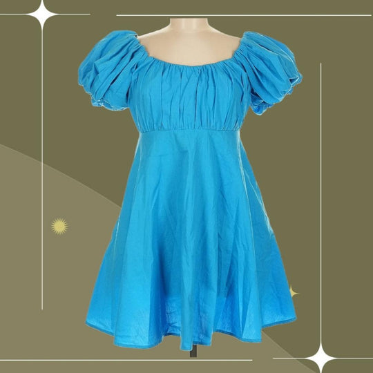 Abercrombie And Fitch Emerson Blue Puff Sleeve Mini Dress - Medium