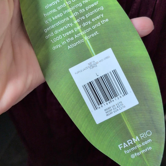 Farm Rio Lace Trim Burgundy Dress - Large