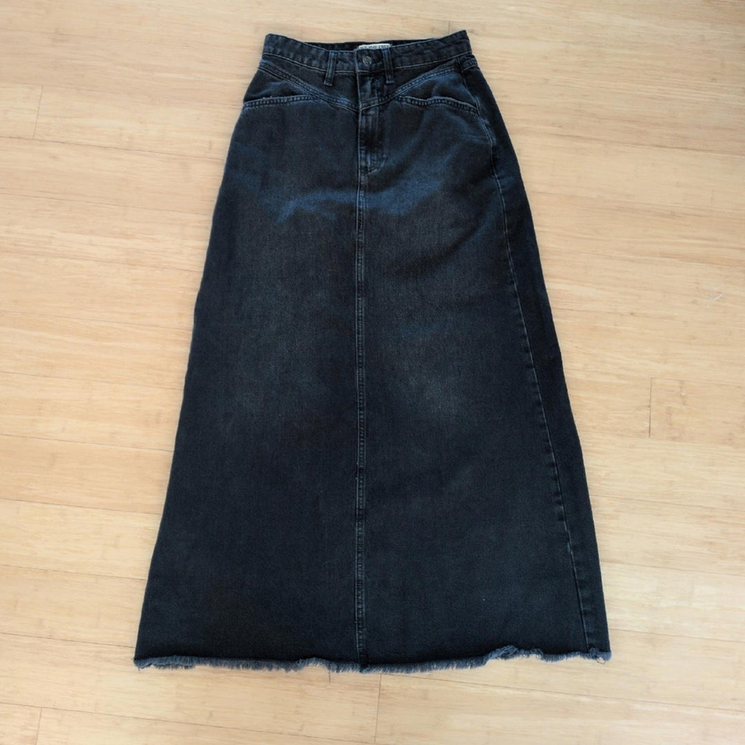 We The Free Come As You Are Black Maxi Denim Skirt - 0