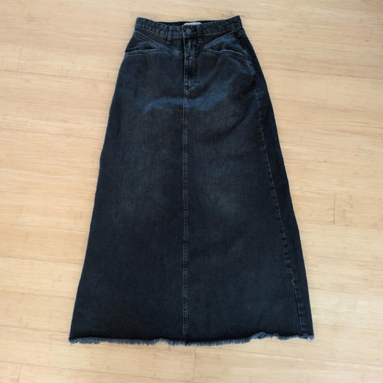 We The Free Come As You Are Black Maxi Denim Skirt - 0