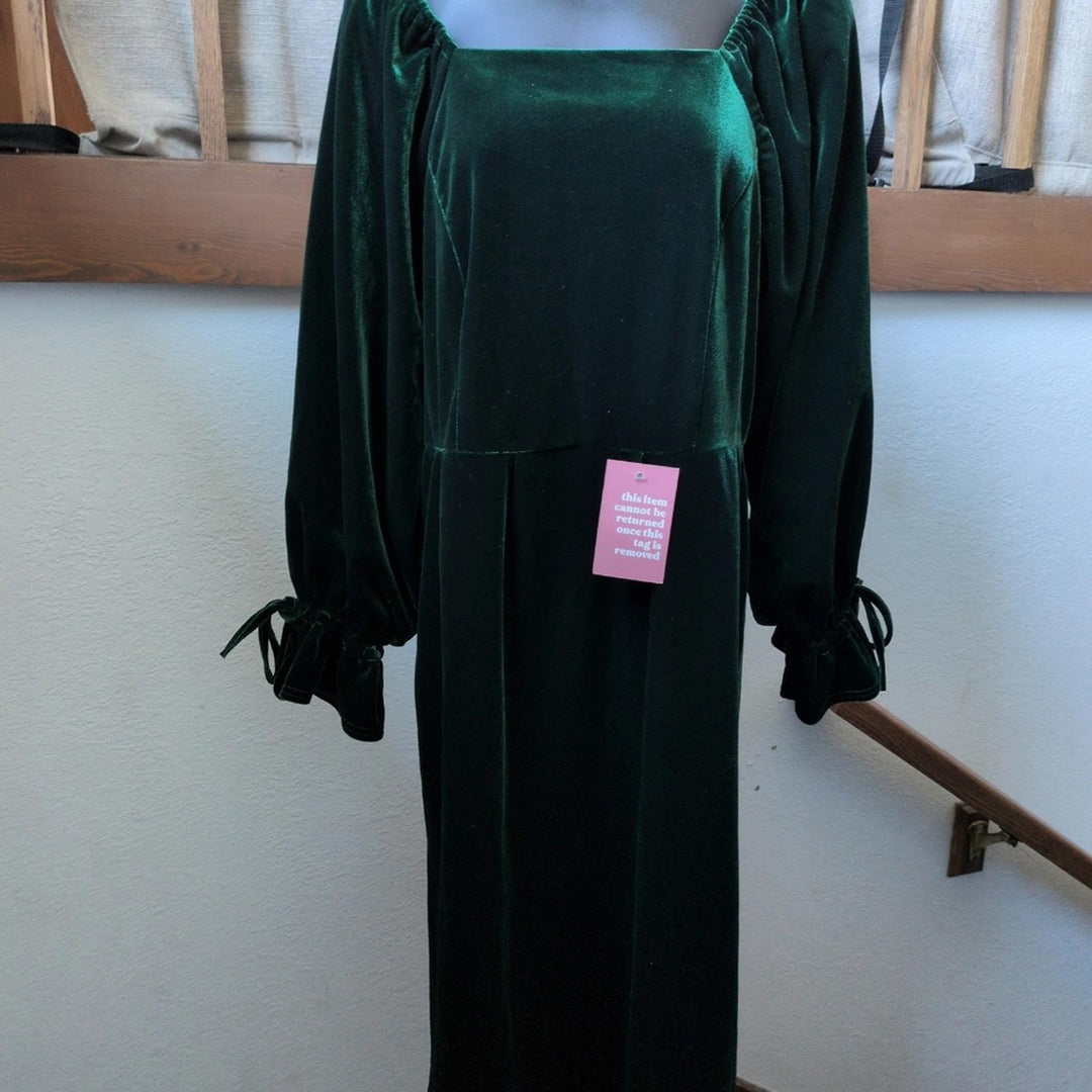 Ivy City Co Scarlett Dress In Green Velvet - XL