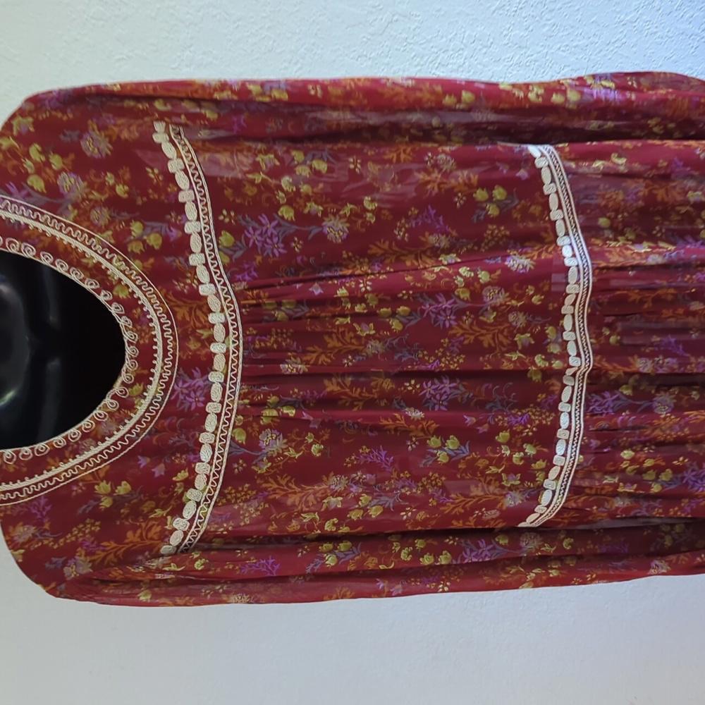 Free People Call on Me Embroidered maxi top / dress in merlot combo  - Large