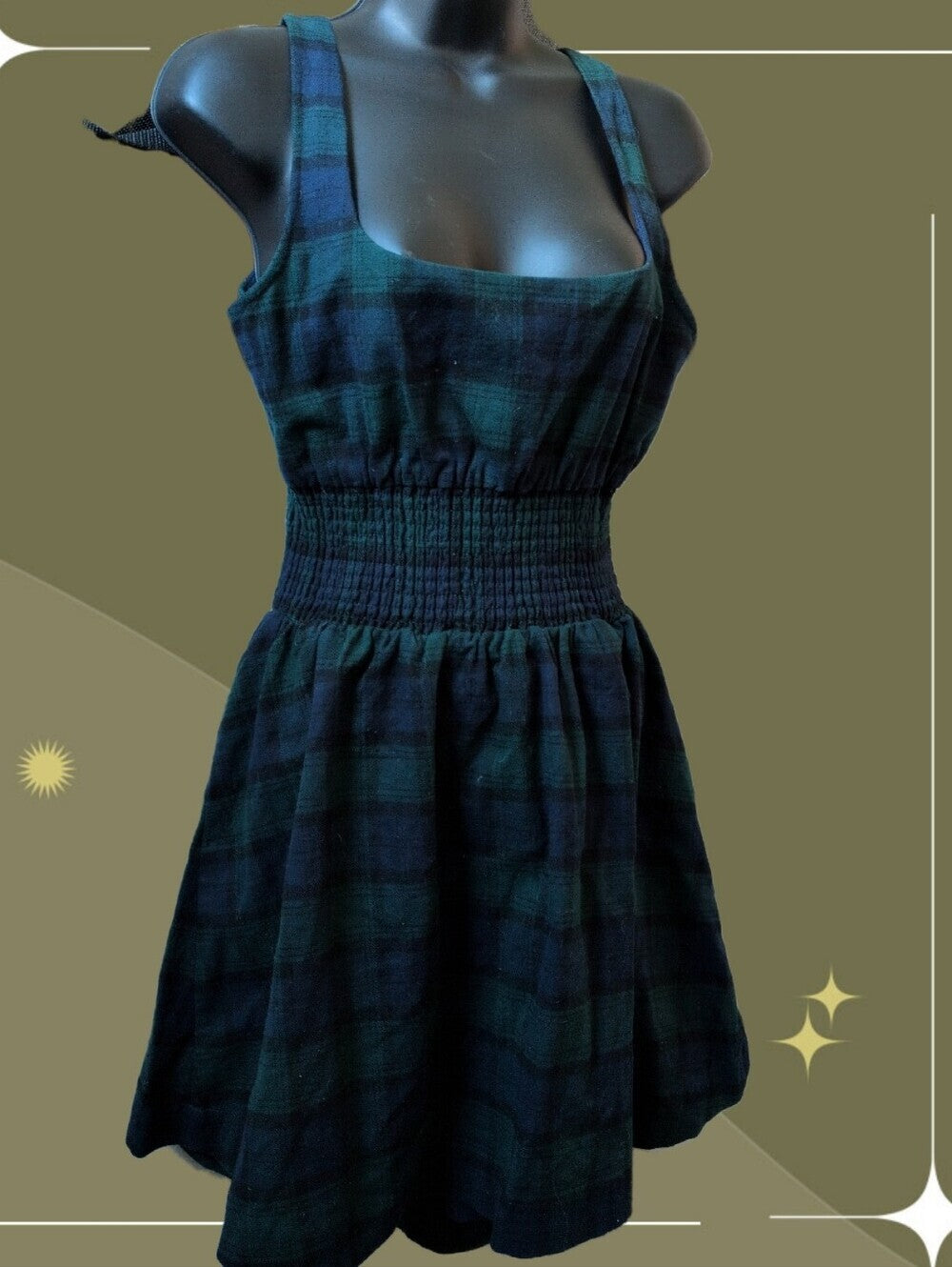 Hill House Cher Dress In Stewart Blackwatch Plaid Size M