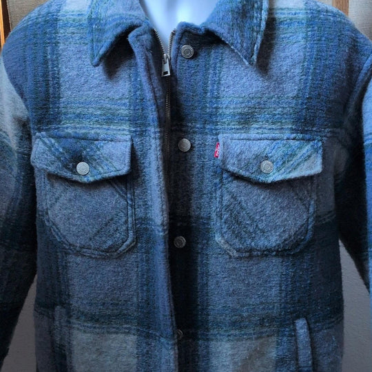 Levi's Fashion Shirt Jacket In Plaid Blue - Medium
