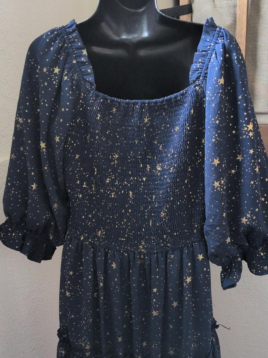 Ivy City Co Starry Nights Dress In Blue And Gold  - Large