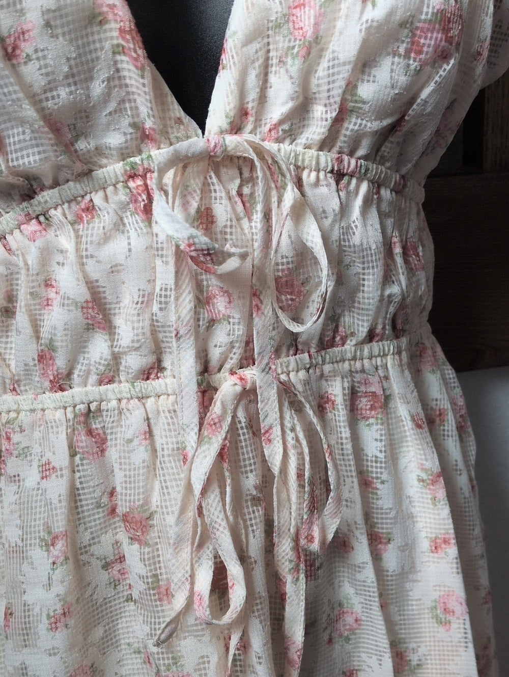 Altar'd State Elisa Enchanted Floral & Gingham Ruffled Dress - XS