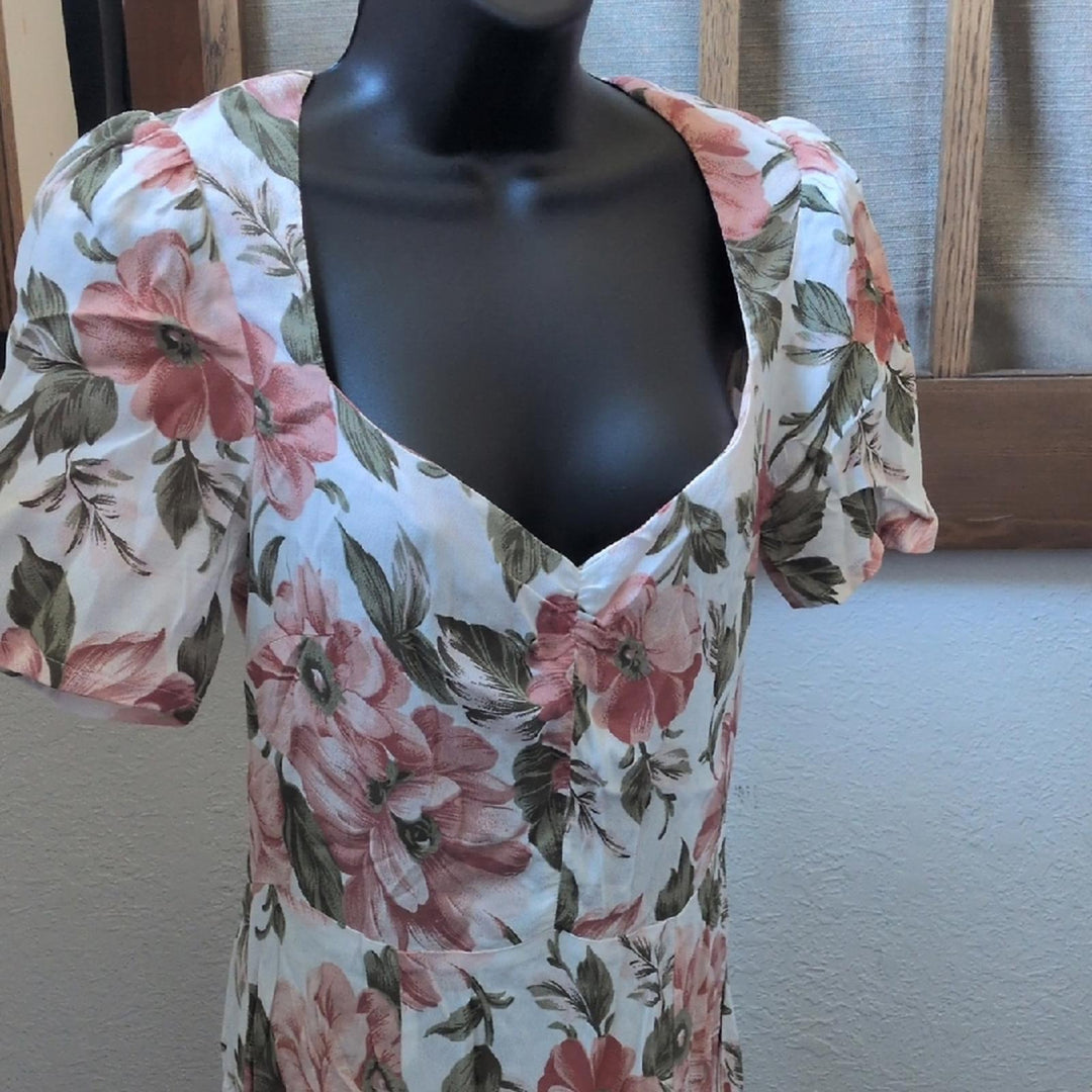 Reformation Ophelia Pink Floral Midi Dress