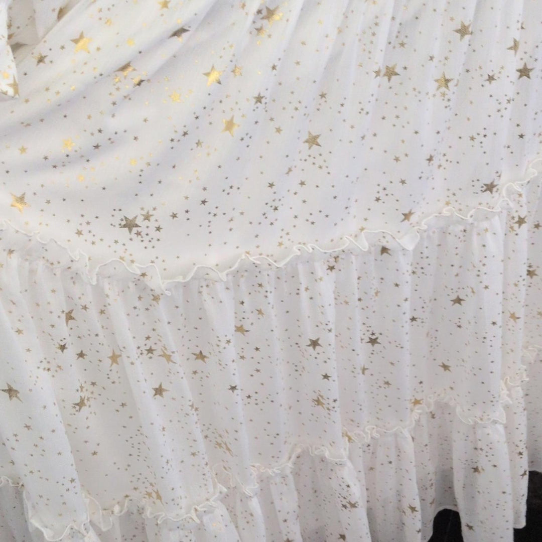 Ivy City Co White And Gold Star Print Dress - XXL
