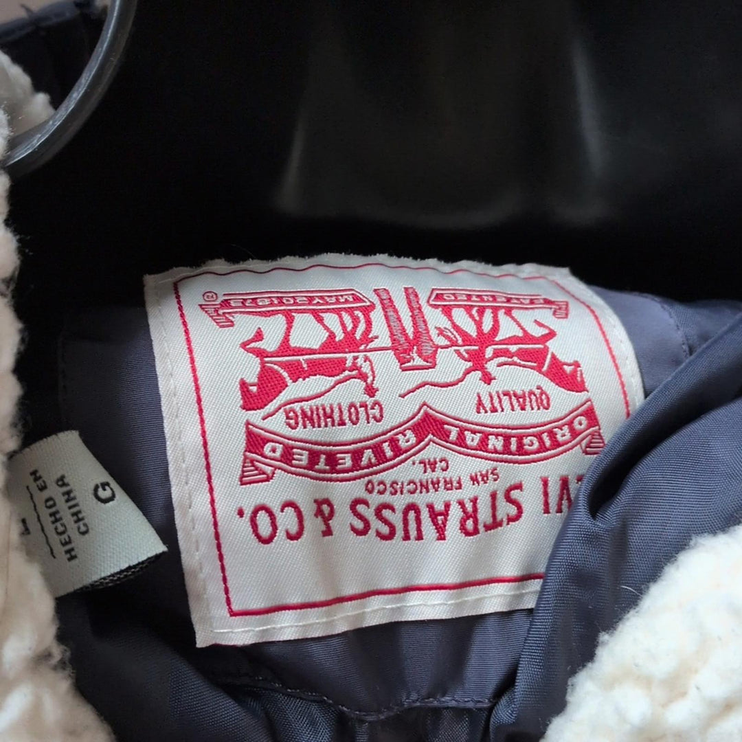 Levi's Diamond Sherpa Long Quilted Parka With Hood - Large