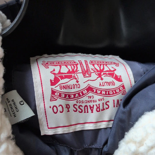 Levi's Diamond Sherpa Long Quilted Parka With Hood - Large