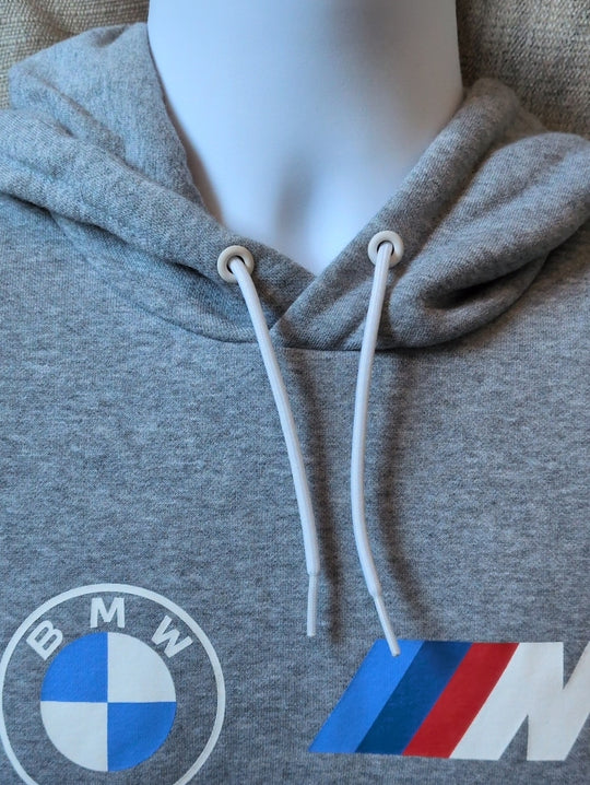 PUMA BMW M Motorsport Essentials Fleece Hoodie in medium heather gray- small