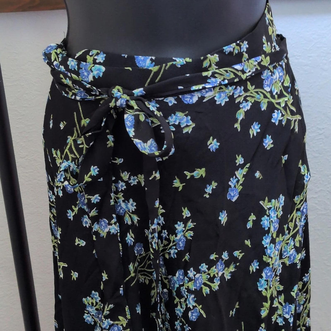 Reformation Blue Floral Viscose Maxi Wrap Skirt - S/M