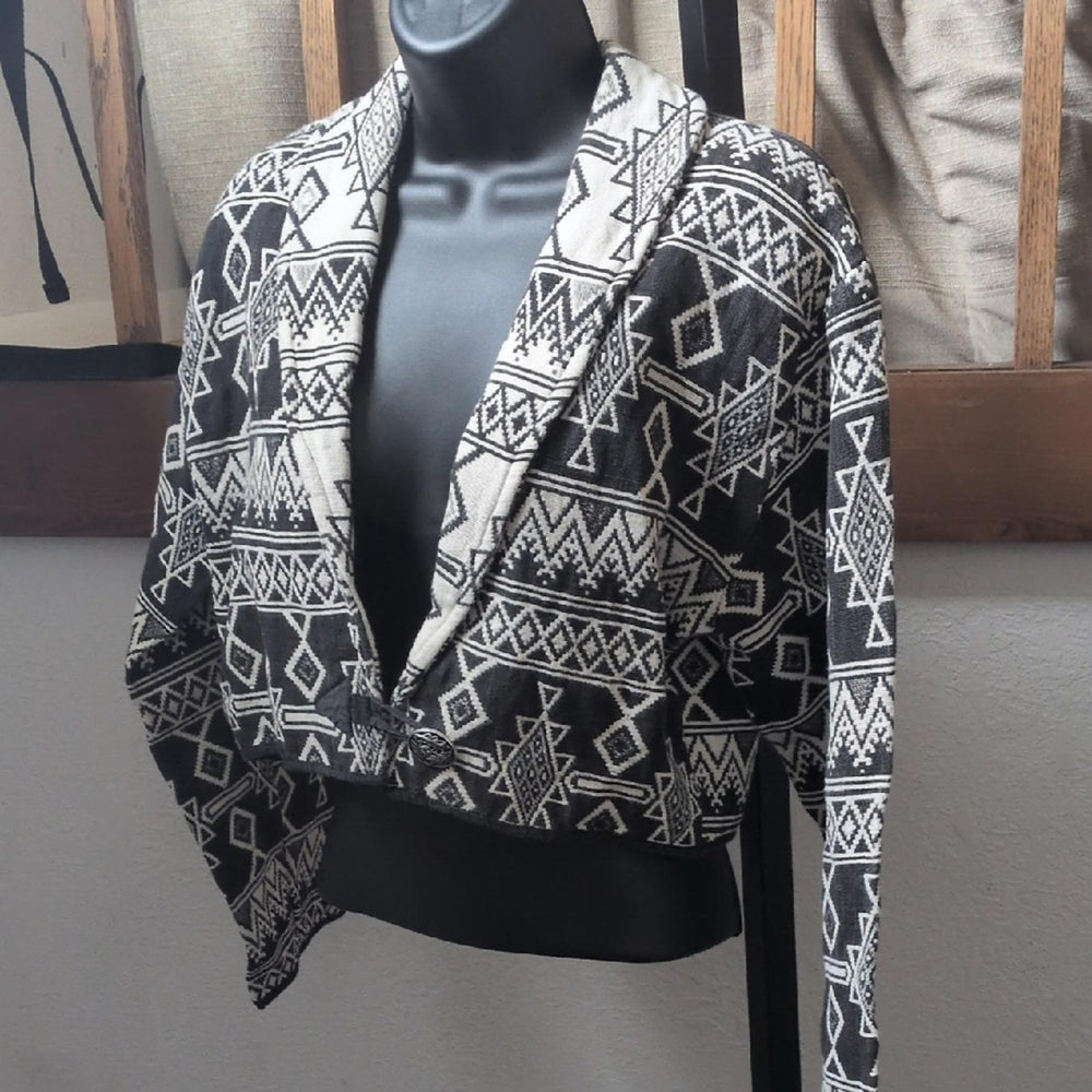 Vintage Flashback Southwestern Native Pattern Cropped Jacket - Medium