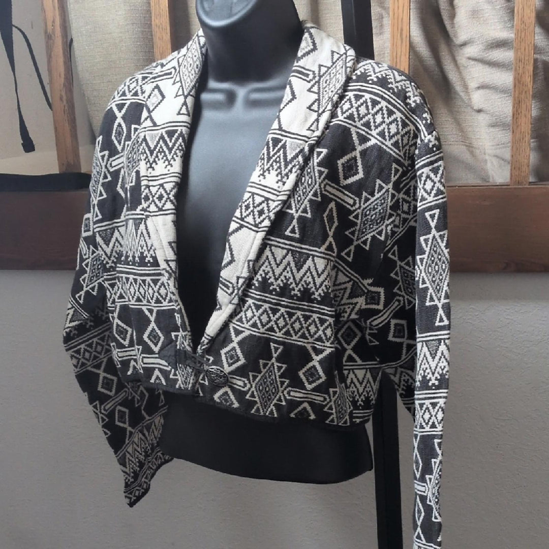 Vintage Flashback Southwestern Native Pattern Cropped Jacket - Medium