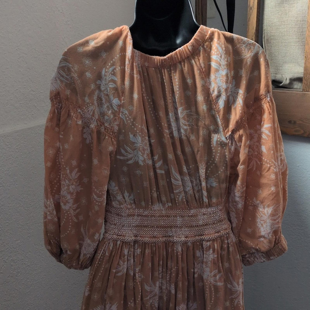 Free People Golden Hour Maxi Dress Size XS In Tan/Peach