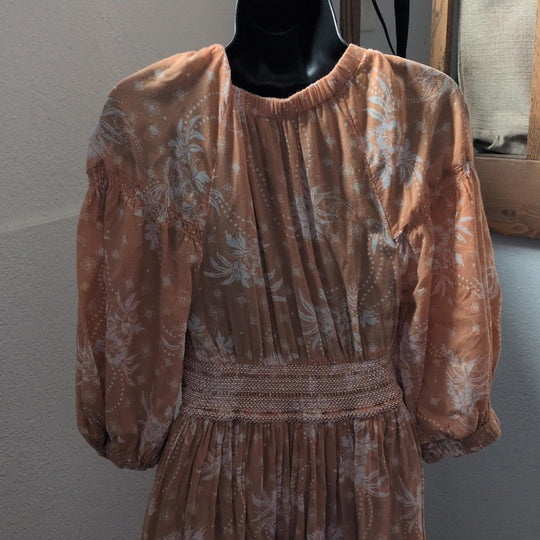 Free People Golden Hour Maxi Dress Size XS In Tan/Peach