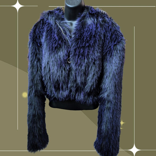 Space Island Faux Fur Cropped Rave Jacket