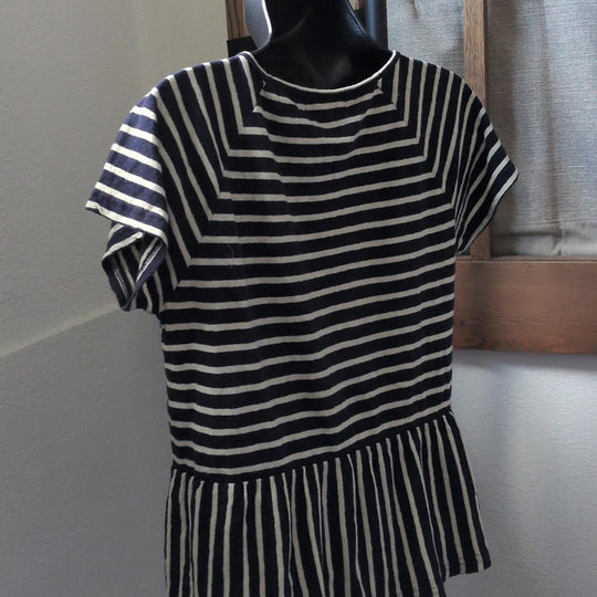Madewell Striped Swing Panel Peplum Tee - XS