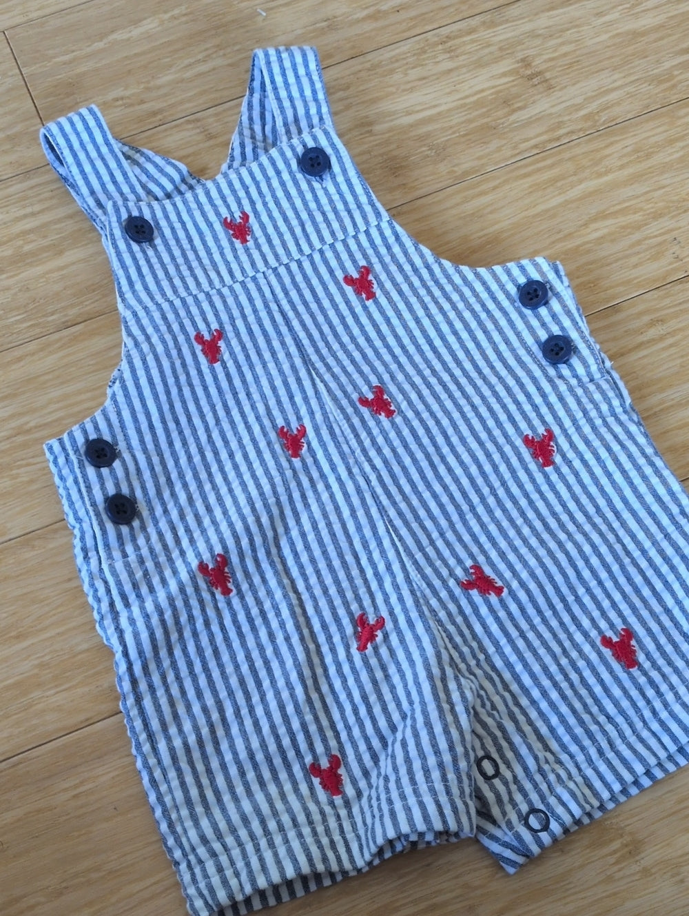 Little Me Striped Lobster Overalls 6m