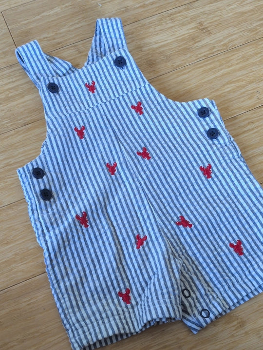 Little Me Striped Lobster Overalls 6m