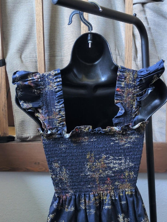 Hill House Home The Ellie Nap Dress in Navy Equestrian Toile - XXS