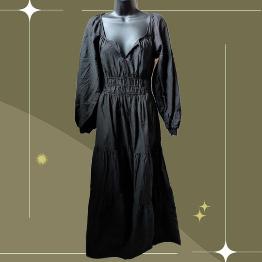 Anthroplogie somerset Tiered Black Maxi Dress  - XS