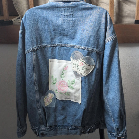 Upcycled By Unpacka Vintage Levis Jean Jacket With Embroidery - Xs/S