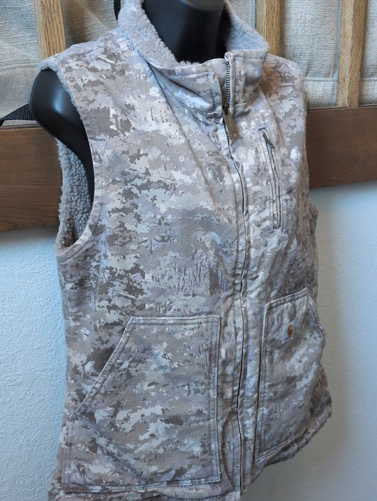 Carhartt Women's Washed Duck Sherpa-Lined Digital Camo Limited Edition Vest  - s