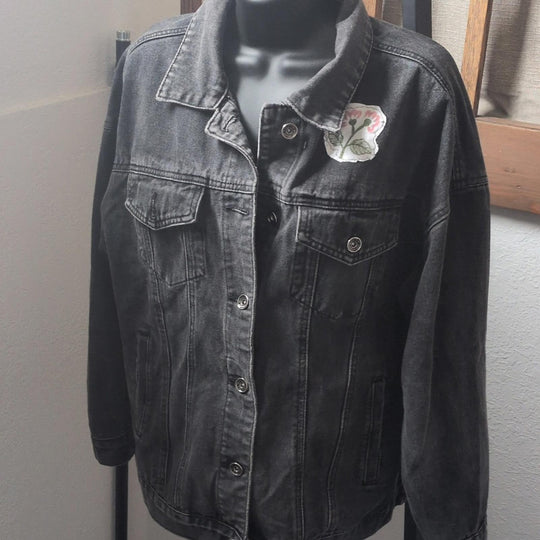 Upcycled By Unpacka Embroidered Vintage Bear Jacket - Medium