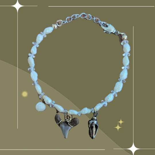 Shark Tooth Charm Bracelet and Pearl Bracelet by Sunny Z Jewelry Design