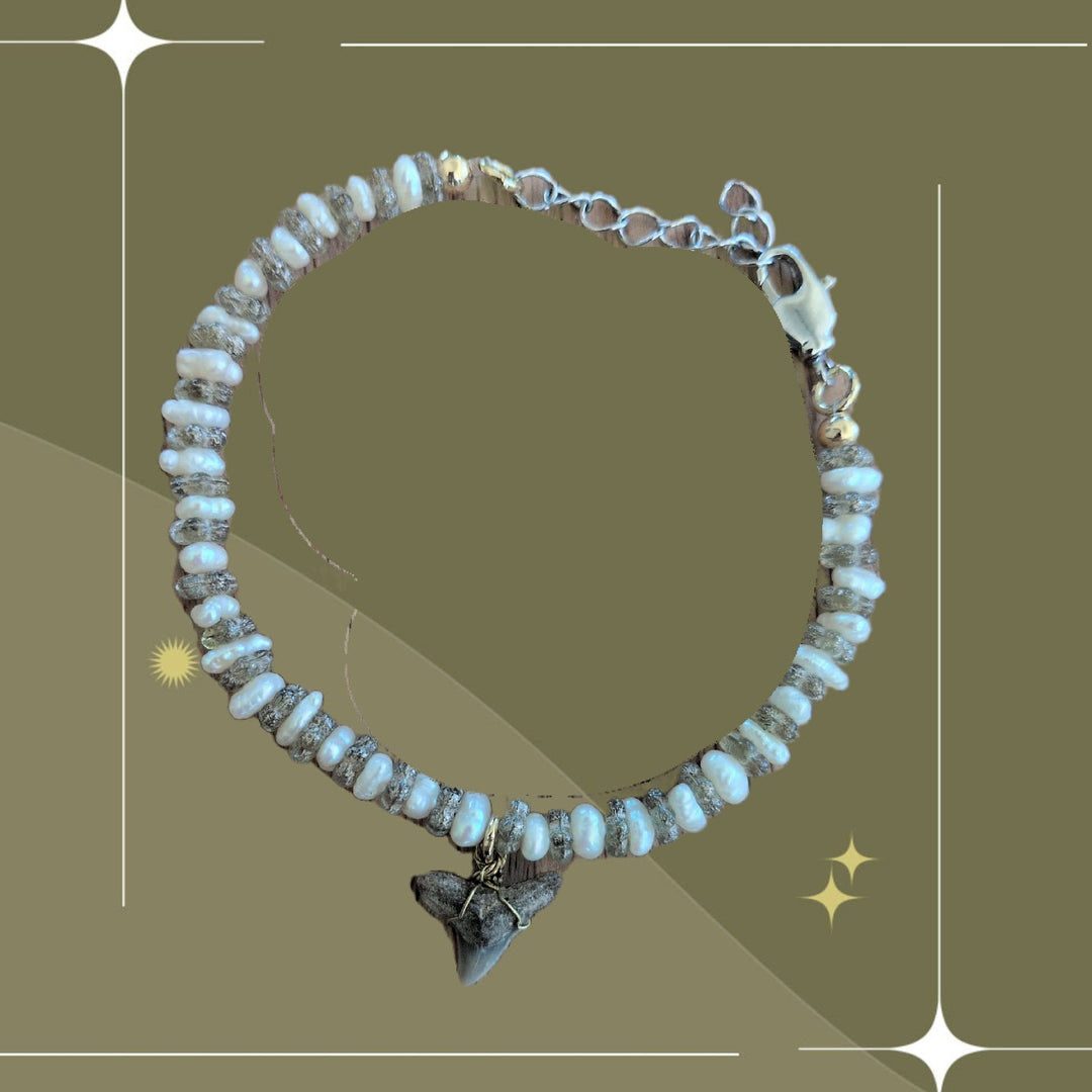 Shark Tooth and Pearl Bracelet by Sunny Z Jewelry Design