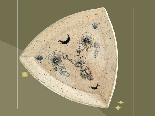 Floral Moon Dish by Moonrise Pottery