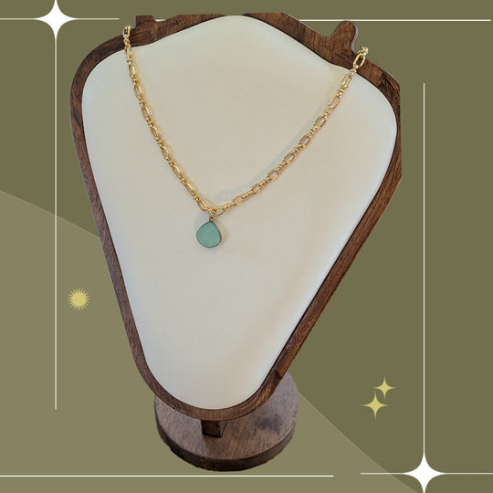 Natural Chalcedony stone on 14k gold plated chain by Sunny Z Jewelry Design